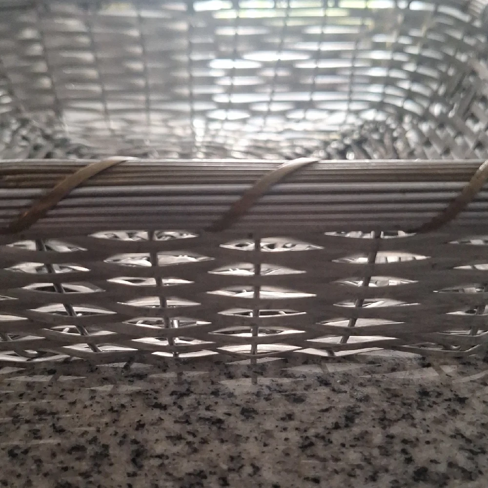 Woven Aluminum And Brass Bake-and-Serve Tray Or Basket 1990s.